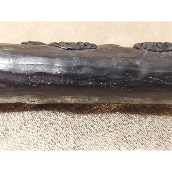 Dona Rosa Signed Coyotepec Oaxaca Mexican Folk Art Black Pottery Flute - Picture 15 of 16